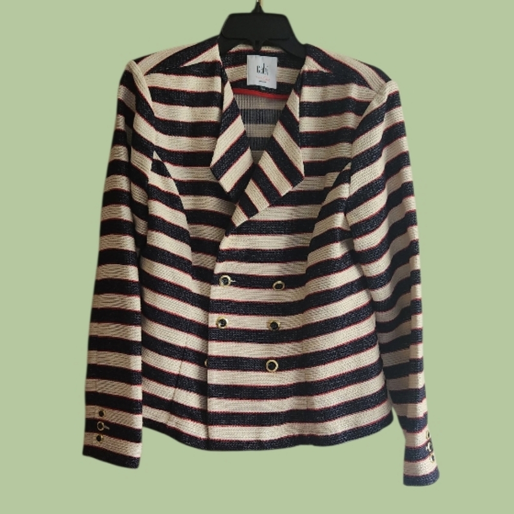 CAbi Love Carolcollection Striped Nautical Cruise Double Breastes Blazer
